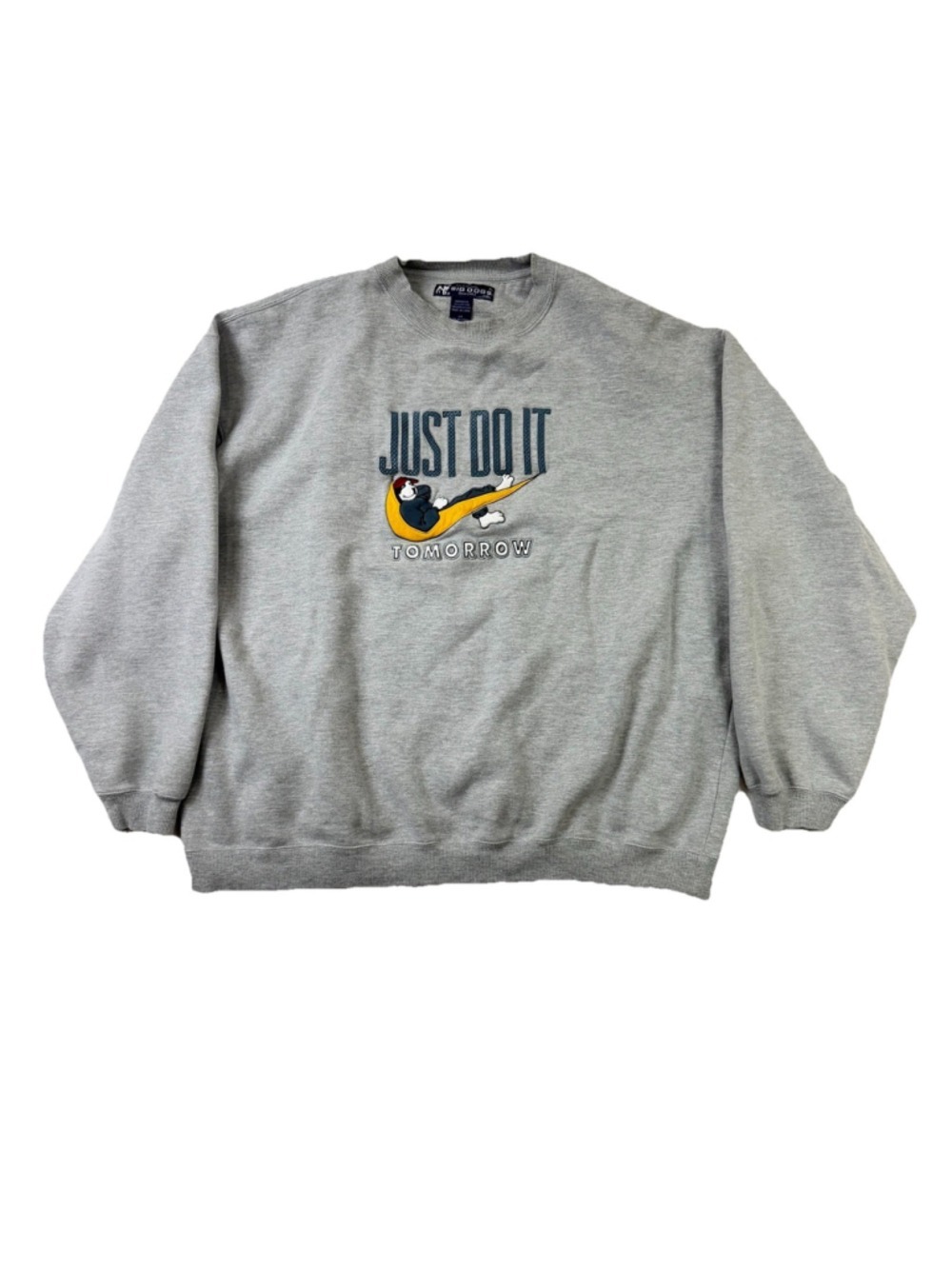 Vintage Y2K Big Dogs T-Shirt Graphic Nike Parody Just Do It Tomorrow Gray 2X